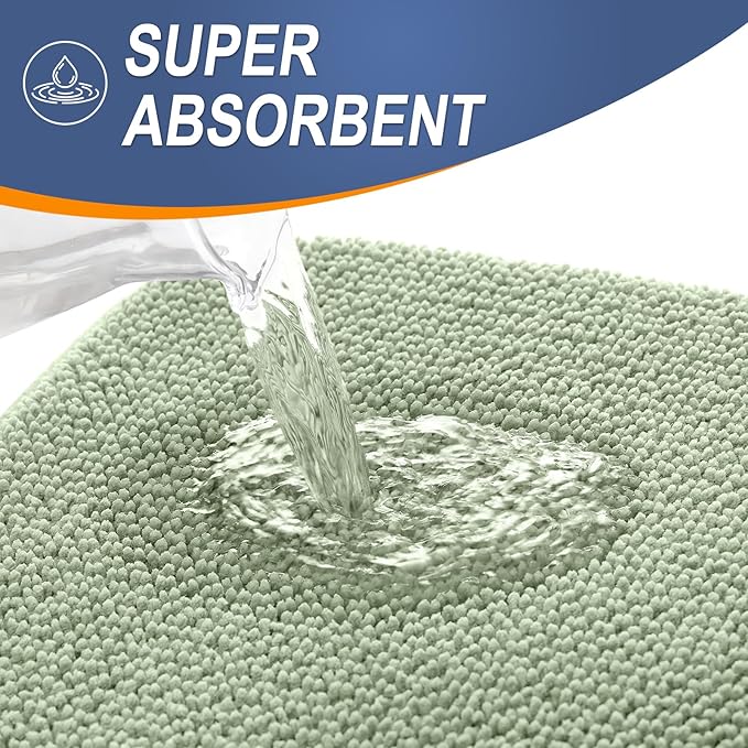 OLANLY Thick Memory Foam Bath Mat Rug 44x32, Extra Soft Absorbent Bathroom Rug, Quick Dry Bath Mats, Non-Slip, Machine Washable Carpet for Bathroom, Tub and Shower, Home Decor Accessories, Sage Green