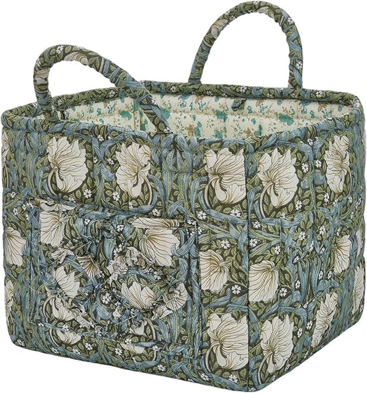 Quilted Laundry Basket with Handles, Aesthetic Collapsible Fabric Storage Basket for Clothes, Diapers & Toys - Multi-Purpose Boho Organizer Tote for Car, Home & Picnic (E)