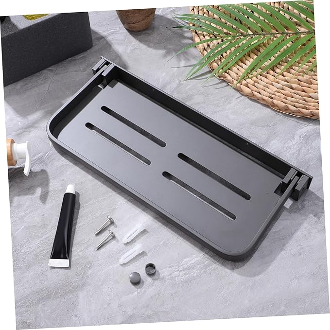 Luxshiny Foldable Wall Shelf for Bathroom Space Saving Metal Storage Rack with Drainage Modern Design Vanity Tray for Toiletries and Cosmetics Easy Installation for Laundry Room