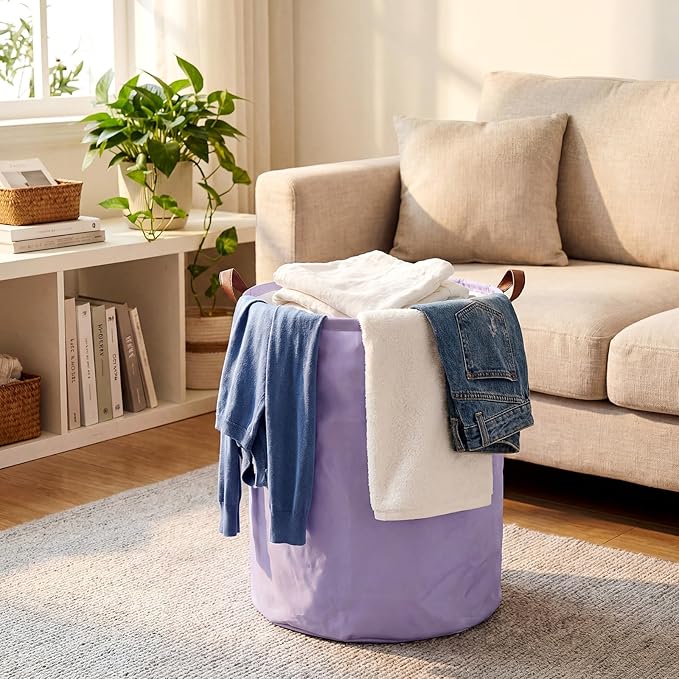 Patelai 3 Pieces Large Laundry Hamper Collapsible Organizer Storage Bin Waterproof Foldable Dirty Clothes Laundry Basket for Home Bathroom (Morandi,20 x 16 Inch)