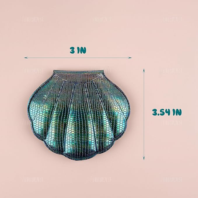 AUEAR, 4 Pack Glitter Shell Double-Sided Magnification Makeup Mirrors Colors Handheld Compact for Purse Handbag Pocket