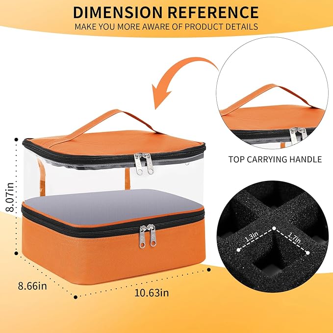 Beloving Clear Nail Polish Organizer, Double-Layer Nail Polish Bag Organizer Case Holds 30 Bottles and Nail Dryer, Nail Organizers and Storage for Manicure Tools-Orange