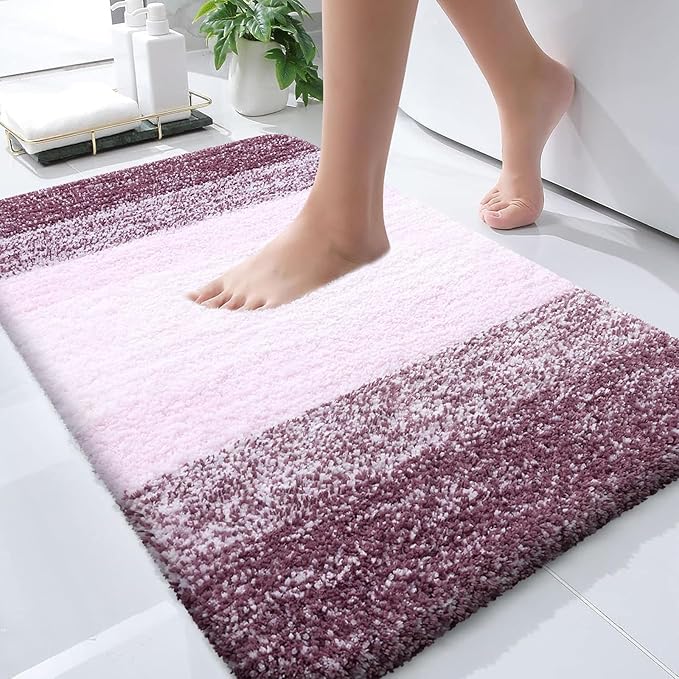 OLANLY Bathroom Runner Rugs 47x20, Extra Soft Absorbent Microfiber Bath Rugs, Rubber Backing, Quick Dry, Machine Washable Bath Mats for Bathroom Floor, Tub and Shower, Home Decor Accessories, Mauve