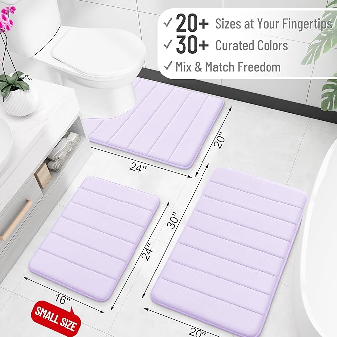 OLANLY Memory Foam Long Bathroom Rugs Runner 59x24, Super Soft Absorbent Bath Mat, Quick Dry, Machine Washable Shower Floor Rugs, Bathmat Carpet, Bathroom Home Decor Accessories, Lavender