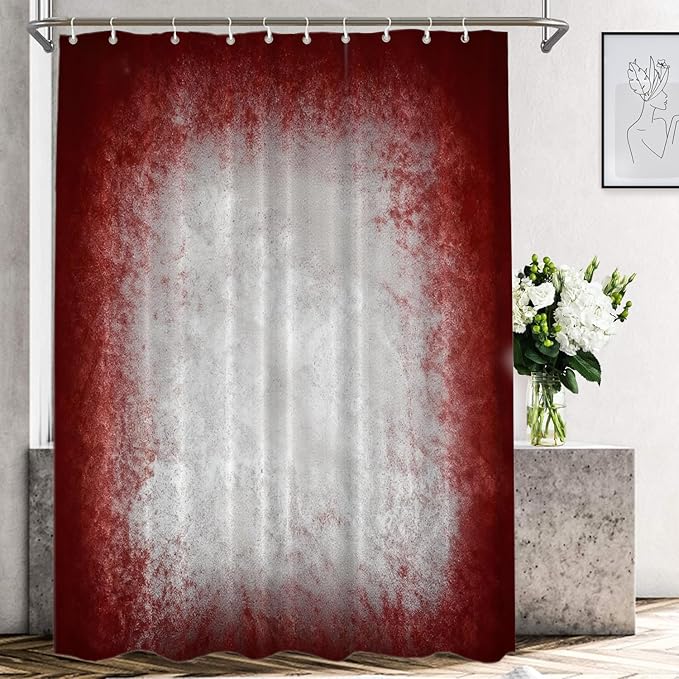 Shrahala Grey Abstract Tie Dye Decorative Shower Curtain, Dark Red Modern Abstract Art Maroon Bathroom Décor Polyester Fiber Waterproof with Plastic Rings for Shower Stall Bathtubs 72 X 60 in