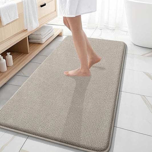 OLANLY Thick Memory Foam Bath Mat Rug 47x20, Extra Soft Absorbent Bathroom Rug, Quick Dry Bath Mats, Non-Slip, Machine Washable Carpet for Bathroom, Tub and Shower, Home Decor Accessories, Warm Taupe