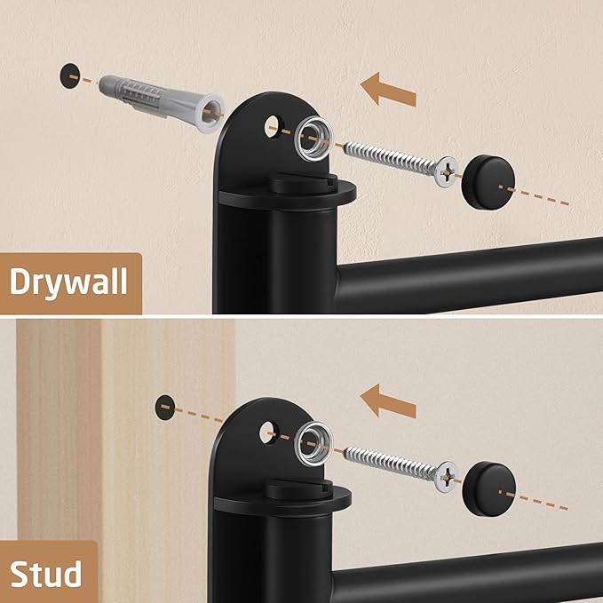 KES Extra Long 19.5" Swivel Towel Rack, Black Swing Arm Towel Bar 4-Arm, Swing Out Towel Rack for Bathroom Wall, Hand Towel Racks Wall Mounted 18/8 Stainless Steel Matte Black, A2103S4L50-BK