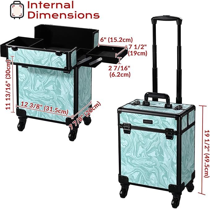 BYOOTIQUE Rolling Makeup Organizer Cart Beautician Travel Makeup Case on Wheels Hairdressing Brush Bags for Nail Tech Manicurist Beautician CoyoteButtes Vitality