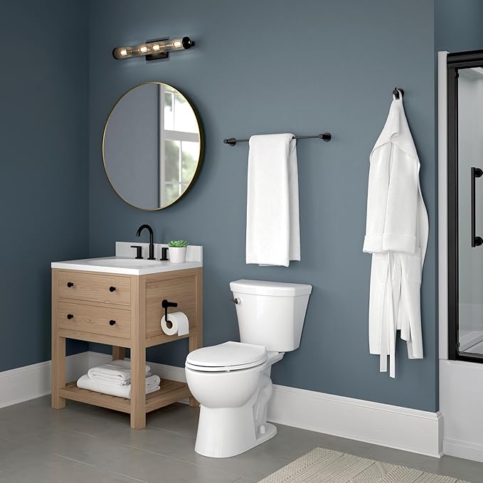 Franklin Brass Kildare (1-Pack) 18'' Towel Rack w/ 6" Extender for Bathroom Matte Black Towel Bar for Bathroom Wall Mounted Towel Holder Rod KLD26-MB