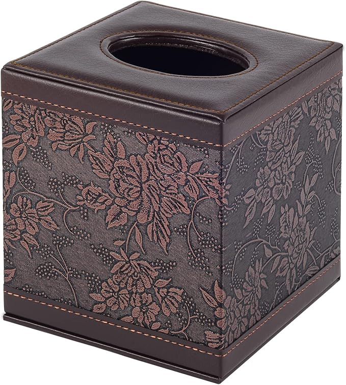 Tissue Box Cover Square,Modern Leather Tissue Box Holder for Napkin Facial Paper Organizer Bottom with Magnet Reinforcement for Home/Hotel/Restaurant/Office/car/Living Room(Retro)