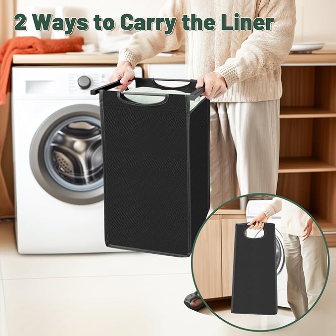 Sonharlar Laundry Hamper, Laundry Sorter with 3 Pull-Out Removable Oxford Fabric Bags Cloth Laundry Basket 3 x 10 Gallons (Charcoal Black)