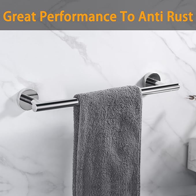 Polished Chrome Bath Towel Bar Single Bars Towel Rack Rod Classic Wall Mounted Stainless Steel Bathroom Towel Bar Toilet Kitchen Towel Shelf Single Layer,18inch