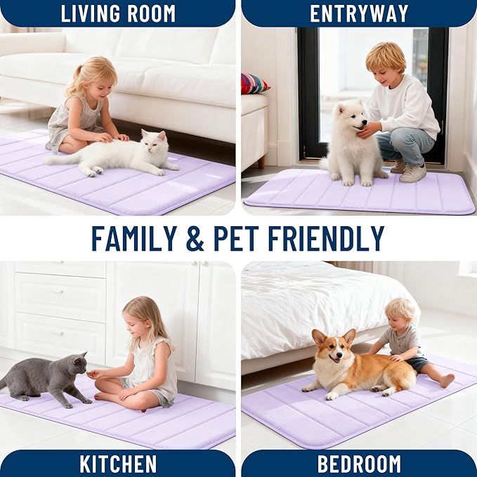 OLANLY Memory Foam Bath Mat 44x32, Super Soft Absorbent Bathroom Rugs, Quick Dry, Machine Washable Shower Floor Rugs, Bathmat Carpet, Bathroom Home Decor Accessories, Lavender