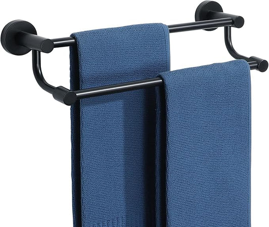 Alise Double Towel Bars,16 Inch Towel Rack for Bathroom, Wall Mount Towel Holder, Quick Drying Towel Hanger SUS304 Stainless Steel Towel Rail, Matte Black, GOY4400-B