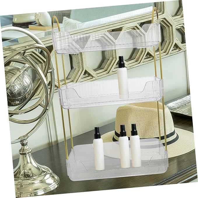 OUNONA Tiered Bathroom Organizer Storage Rack for Toiletries Makeup and Kitchen Spices Space-Saving Countertop Shelf for Bathroom and Vanity Use