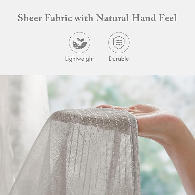 Madison Park Anna Sheers Shower Curtain, Textured Striped Accent Design, Modern Mid-Century Bathroom Decor, Machine Washable, Fabric Privacy Screen 72x72, Grey