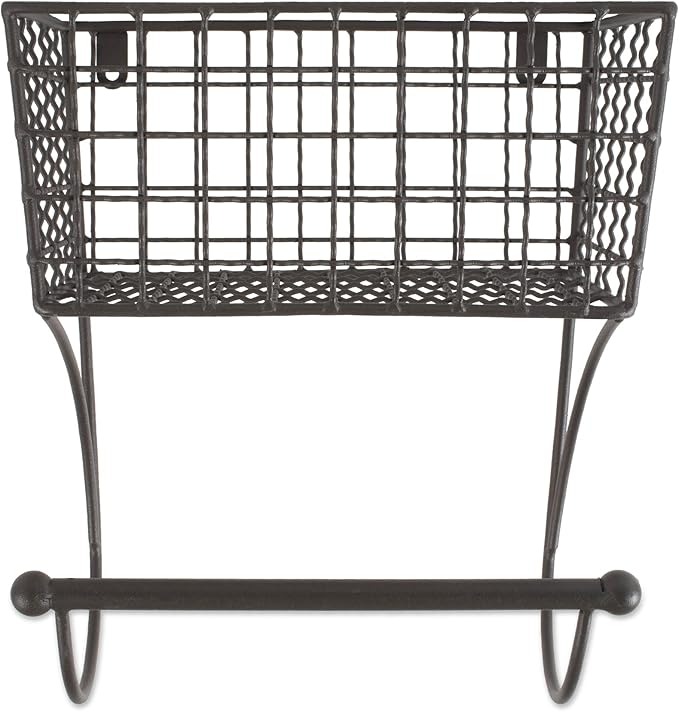 DII Rustic Farmhouse Bathroom Décor, Metal Storage, Small Towel Bar, Gray