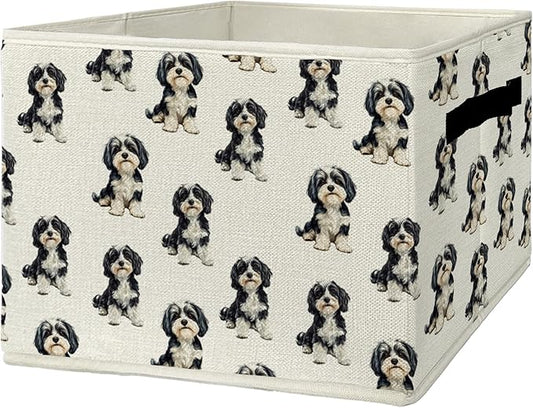 Havanese Gifts Storage Bins & Boxes with Handles, Dog Foldable Basket for Organizing Dog Lovers Owners Women, Havanese Christmas Storage Laundry Hampers for Bedroom Bathroom Clothes Toys Books