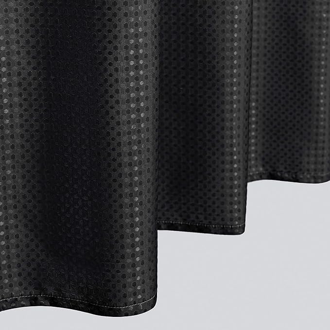 Mrs.Naturall Black and White Waffle Weave Fabric Shower Curtain Set with Hooks,Waterproof Modern Shower Curtains for Bathroom,Cute Ombre Dark Grey Cloth Bathroom Shower Curtain Sets,72x72 Inches