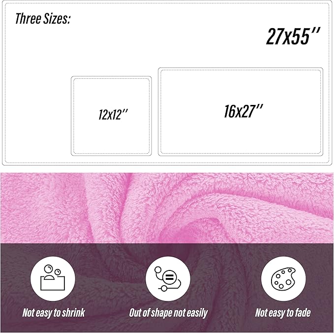MOONQUEEN Ultra Soft Microfiber Coral Velvet Towel Set - Quick Drying - 2 Bath Towels, 2 Hand Towels, 2 Washcloths - Frozen Berry, 6 Pcs