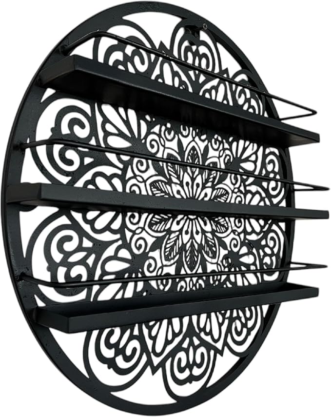 Mandala Shape Shelves - Essential Oil & Nail Polish Organizer - Wall Mounted Round Rack - Display Holder - Spice Rack - Black or Gold