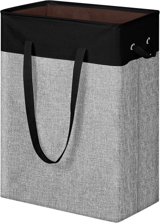 Stero Fabric Laundry Hamper, 75L Large Laundry Basket with Handles, Collapsible Dirty Clothes Hamper for Laundry Dorm, Bedroom, Bathroom, Black&Gray