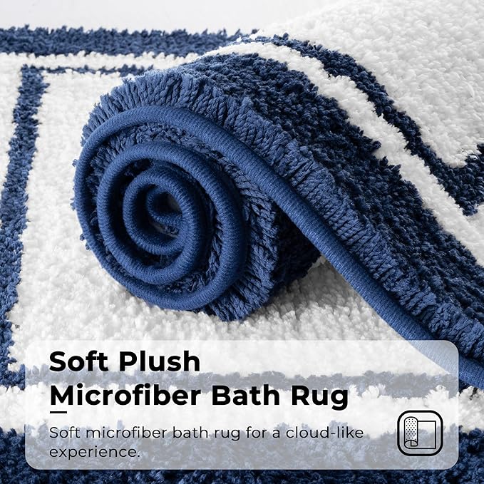 GRANNY SAYS Microfiber Bathroom Rugs Non Slip Washable, Water Absorbent Bathrooms Mats for Tub, Soft Bath Mats for Bathroom Floor & Shower, Bath Rug, 20" x 32", Navy Blue Bath Rugs