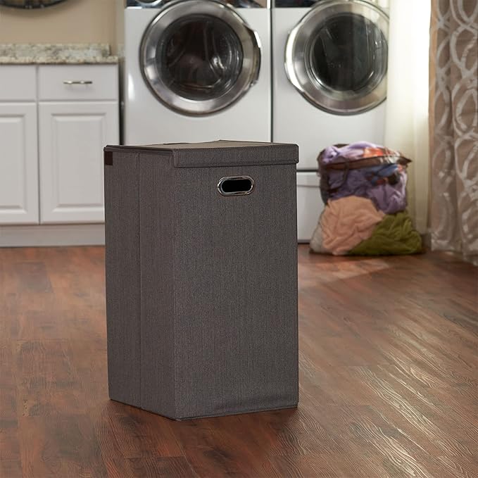 Household Essentials, Cobblestone Laundry Hamper, Sturdy Polyester Sides with Attached Magnetic Lid