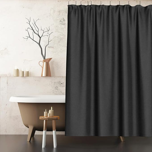 Luxurious Cotton Blend Shower Curtain - Spa Quality Bathroom Essential with Buttonhole Loops, Easy to Install & Clean, 72x72 inch, Home Spa Collection (Charcoal)