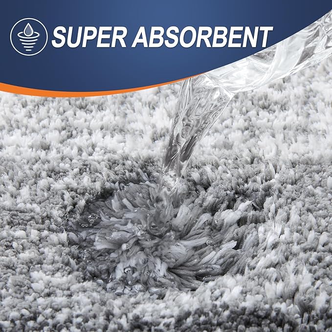 OLANLY Bathroom Rug Set 2 Piece, Soft Absorbent Microfiber Bath Rug Set, Non-Slip, Machine Wash Dry, Plush Shaggy Bath Mats for Bathroom (47"x20"+24"x16", Grey)