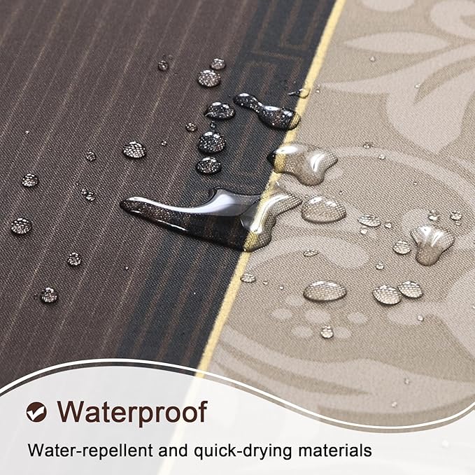 Fabric Shower Curtain, Brown Black Tan Stripe Shower Curtains for Bathroom, Waterproof Bathroom Curtains, 62" W x 72" H