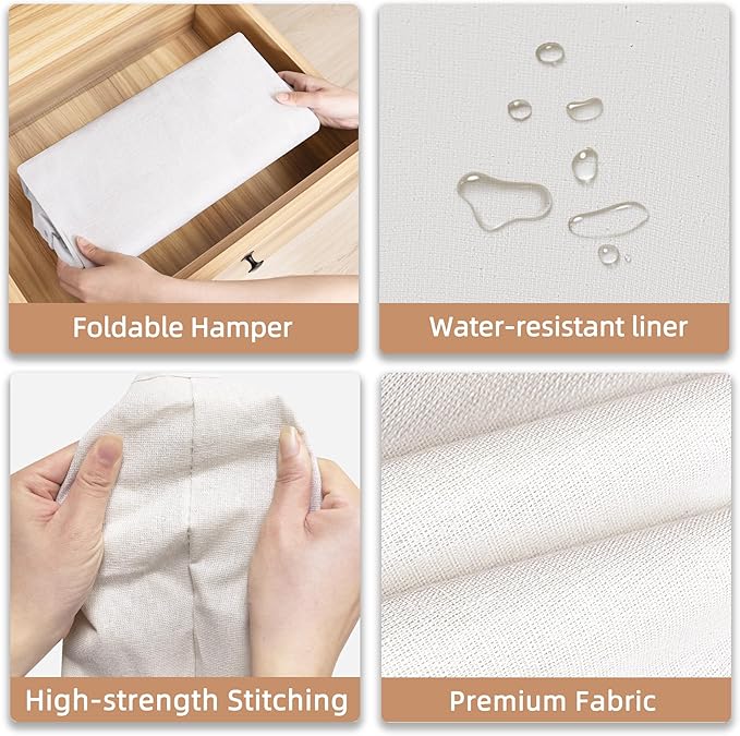 STORAGE MANIAC 2 Pack Large Laundry Hamper with Sturdy Metal Handle, Collapsible Laundry Basket, Freestanding Waterproof Clothes Hamper for Laundry Room, Bedroom, Dorm, Towels, Toys, White