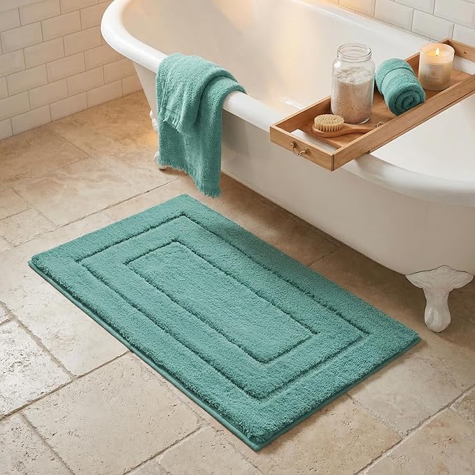 GRANNY SAYS Bathroom Rugs and Mats, 16" x 24" Non-Slip Bath Mat for Bathroom, Super Soft Absorbent Microfiber Bath Rug, Machine Washable and Dry, Small Sage Green Rug for Shower, Tub and Bath Floor