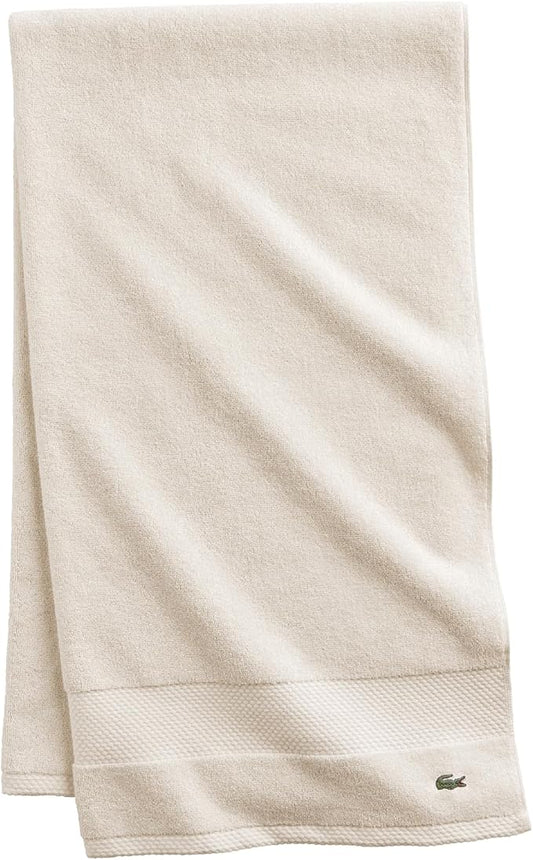 Lacoste Heritage 100% Supima Cotton Bath Sheet, Chalk, 35" x 70" – Highly Absorbent & Quick Drying, Premium Super Soft Bath Towel, Bathroom Essential, Gift for All Occasions, Machine Washable