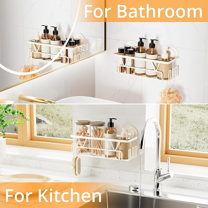 KEGII Bath Toy Storage Suction Cup for Bathtub, Reusable Bathtub Toys Organizer, Suction Shower Caddy for Bathroom, No Drill Shower Basket, Drainable