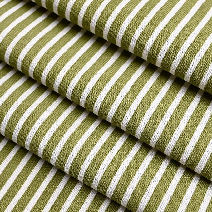 Farmhouse Shower Curtain,Green and Green Stripe,Button Curtain,Cotton Blend Fabric,Rustic Charm Country Chic Style,72x72 in