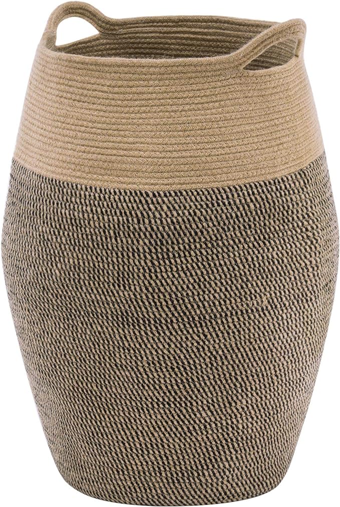 Cotton Rope Laundry Hamper by YOUDENOVA, 105L - Woven Collapsible Laundry Basket - Clothes Storage Basket for Blankets, Laundry Room Organizing, Bedroom Storage, Clothes Hamper – Dark Brown