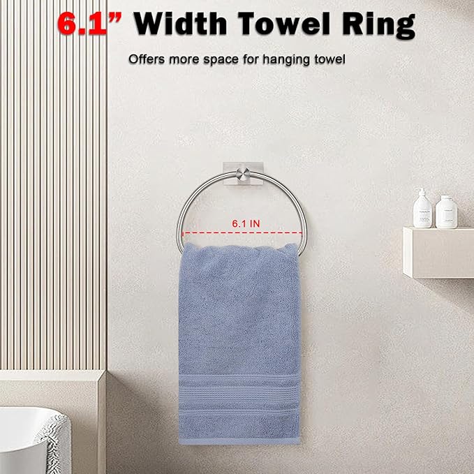 Livabber Towel Ring for Bathroom, 304 Stainless Steel Hand Towel Holder, Heavy Duty Towel Hanger for Bath, Kitchen, Hotel (2.3″ Screw-Mounted Base, Brushed Nickel)