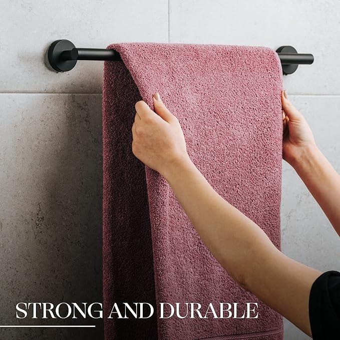 Marmolux Acc - 16" Matte Black Towel Bar for Bathroom - Hand Towel Holder Towel Rod - Bathroom Towel Racks - Towel Hanger Heavy Duty Wall Mount Bathroom Hardware Stainless Steel - Bathroom Accessories