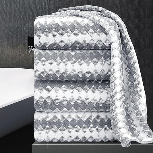 Bath Towel Set Gray 4Pack-35x70 Towel,600GSM Ultra Soft Microfibers Bathroom Towel Set Extra Large Plush Bath Sheet Towel,Highly Absorbent Quick Dry Oversized Towels Spa Hotel Luxury Shower Towels