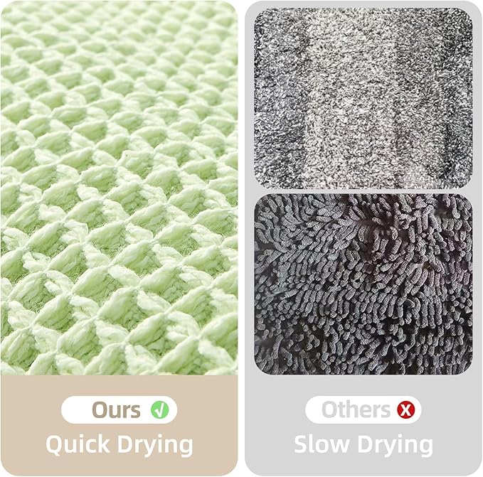 Waffle Bath Mat, Boho Bathroom Rugs Non Slip Washable Super Absorbent Quick Dry Cute Bath Mat Farmhouse Bathroom Decor, 36"x24" Pale Green