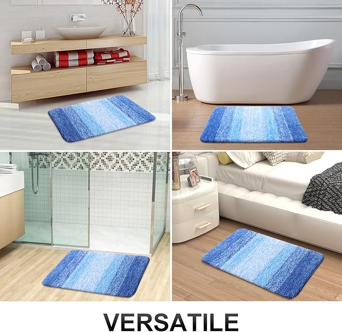 OLANLY Bathroom Rugs Mat 50x30, Extra Soft Absorbent Microfiber Bath Rugs, Rubber Backing, Quick Dry, Washable Bath Mats for Bathroom Floor, Tub and Shower, Home Decor Accessories, Light Royal Blue