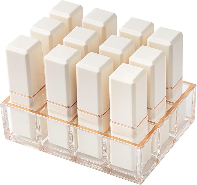 Moosy Life Moonlight Rose Gold Acrylic Lipstick Holders and Organizers, 12 Slots, ML04