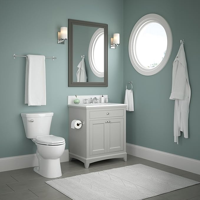Franklin Brass Calloway 4-Piece Bathroom Set Polished Chrome 18" + 6" Towel Rack, Toilet Paper Holder, Hand Towel Holder, Hook | 4-Piece Bath Hardware Accessories Set CLWY64-PC