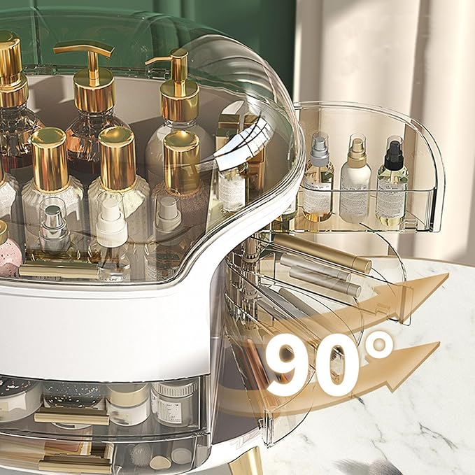 Makeup Organizer Skincare Organizers, Cosmetic Display Cases, Compartment Storage Rotatable Vertical Makeup Box for Finding Makeuptidiness for Organizing (Elegant White)
