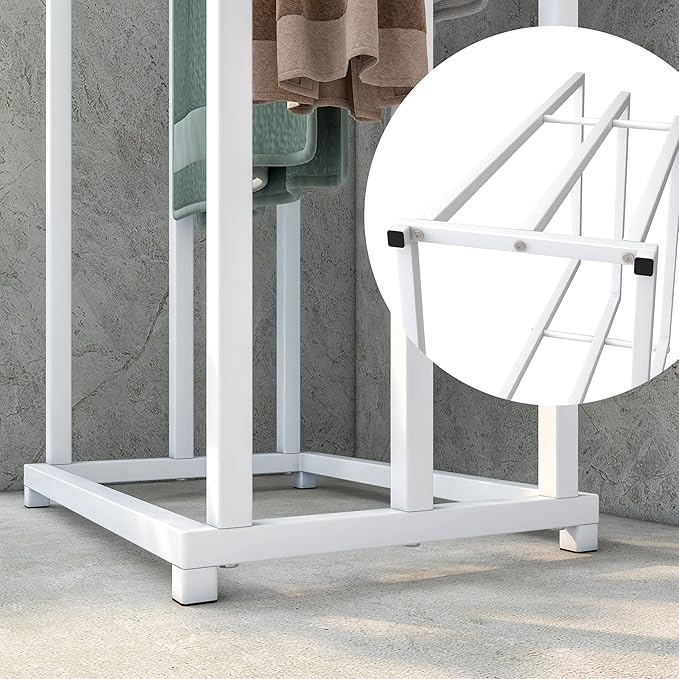 BOFENG 3-Tier White Metal Towel Rack 3 Bars Freestanding Towel Holder Drying Shelf Stand Towel Bar Storage Ladder Bathroom Accessories Organizer Bath Storage,Hand Towel,Washcloth,Kitchen Cloth