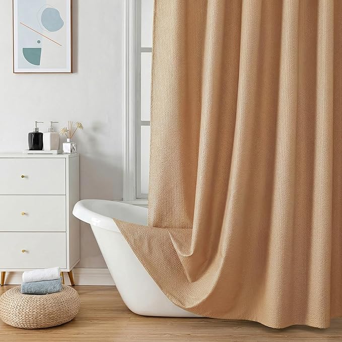 OVZME Berry Cute Shower Curtain, Embossed Textured Fabric Shower Curtain for Bathroom - Soft Cloth & Hotel Spa Luxury, Water Repellent, Machine Washable Shower Curtain, 72X72, Coral
