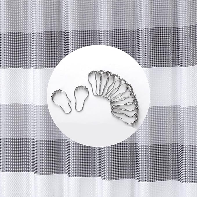 Dainty Home Waffle Weave Waterproof Shower Curtains, Grey 70" x 72", Bath Curtains, Shower Curtain Waterproof Fabric with 12 Roller Ball Hooks