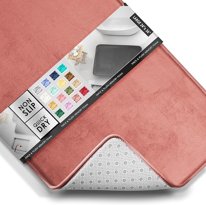 Clara Clark Bathroom Rugs, Velvet Memory Foam Bath Mat, Non-Slip Bath Rugs, Machine Wash, Dries Quickly, Ultra Soft Plush Bath Mats for Bathroom,