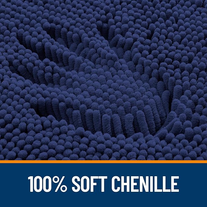 OLANLY Bathroom Rugs 47x17, Extra Soft Absorbent Chenille Bath Rugs, Rubber Backing Quick Dry, Machine Washable Bath Mats for Bathroom Floor, Tub and Shower, Home Decor Accessories, Twilight Sapphire